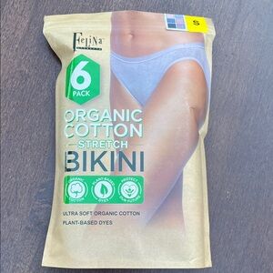 Felina Organic Cotton Stretch Bikini - 6 Pack nwt